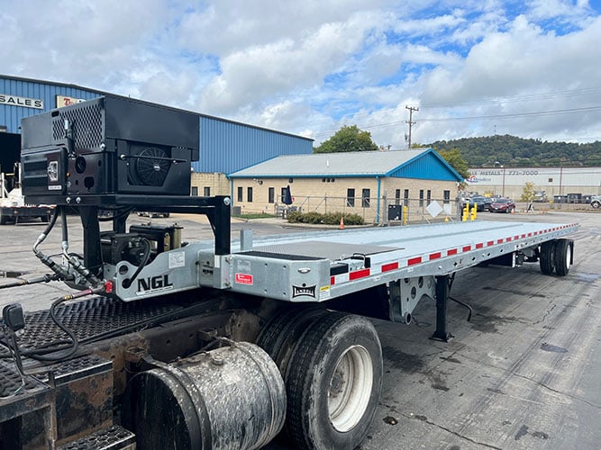 Custom Hydraulic unit on a drop deck flatbed